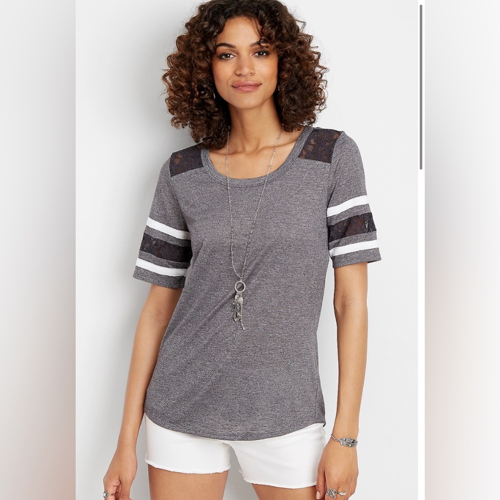 Lace Inset Baseball Tee, Size XXL